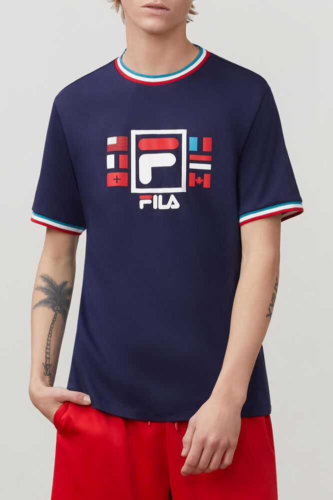 Fila Renato T-Shirt Navy - Mens - 17804ZMFW